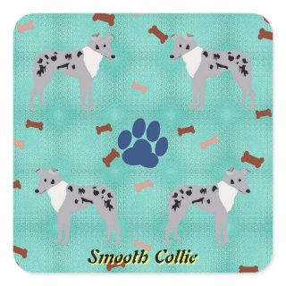 Cartoon Smooth Collie Square Sticker