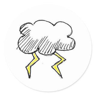 Cartoon Storm Cloud Rainy Day Design Classic Round Sticker