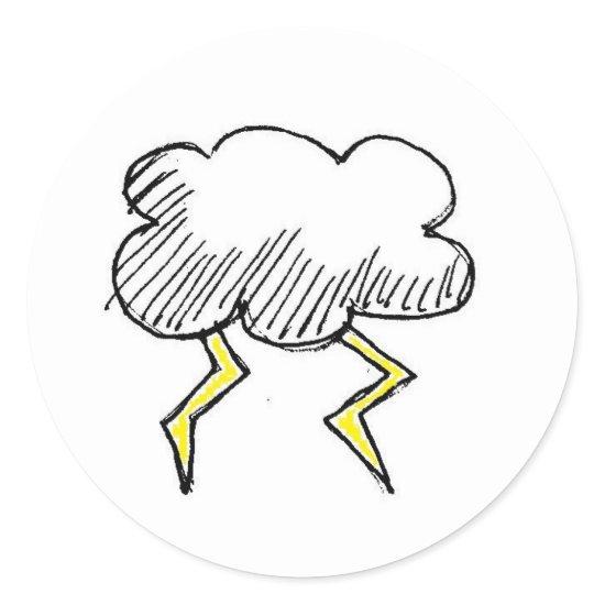 Cartoon Storm Cloud Rainy Day Design Classic Round Sticker