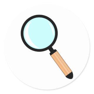 Cartoon Style Magnifying Glass Classic Round Sticker