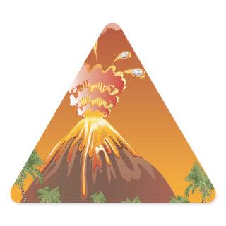 Cartoon Volcano Eruption 2 Triangle Sticker