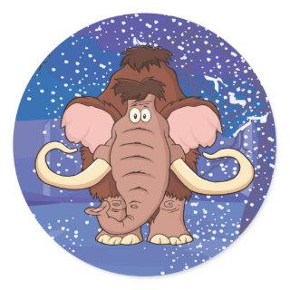Cartoon Woolly Mammoth Classic Round Sticker