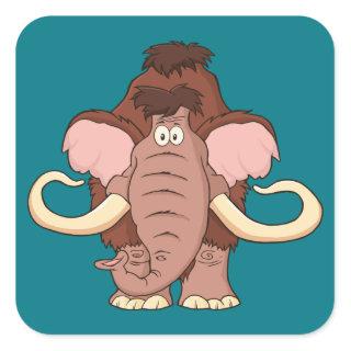 Cartoon Woolly Mammoth Square Sticker