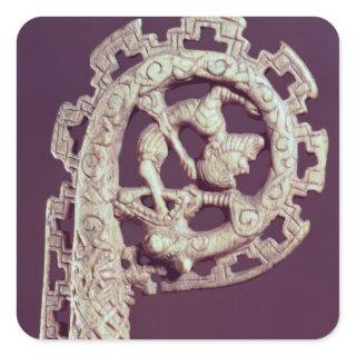 Carved handle of a bishop's crook, bone square sticker