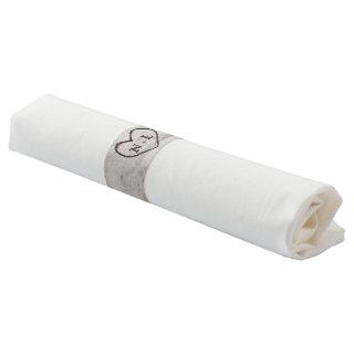 Carved Sweethearts Rustic Birch Wedding Monogram Napkin Bands