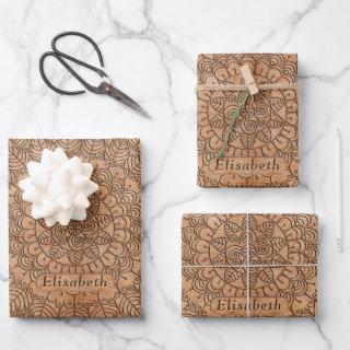Carved Wood Mandala Personalized  Sheets