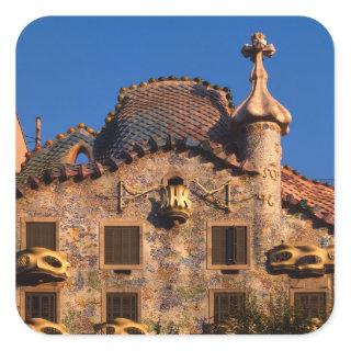 Casa Batilo, Gaudi Architecture, Barcelona, Square Sticker