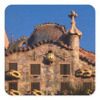 Casa Batilo, Gaudi Architecture, Barcelona, Square Sticker