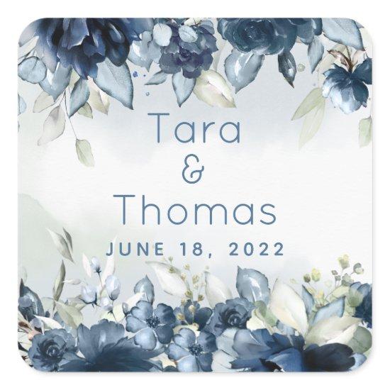 Cascading Rose Wedding Small Square Sticker