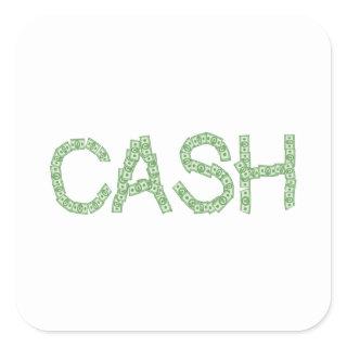 Cash Word Square Sticker