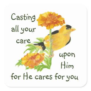 Casting all your care upon Him 1 Peter 5:7 Square Sticker