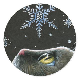 Cat 532 Snowflakes Classic Round Sticker