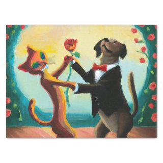 Cat and Dog Dancing Tango in Dance Club, AI Art Tissue Paper