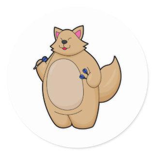 Cat as Dart player with Darts Classic Round Sticker