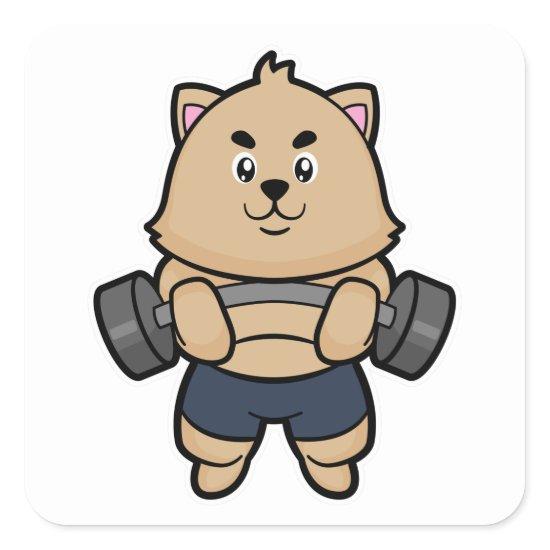 Cat at Bodybuilding with Barbell Square Sticker