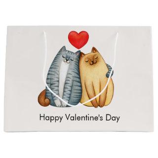 Cat Couple Lovers Cute Funny Happy Valentine's Day Large Gift Bag