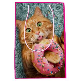 Cat Eating Donut Medium Gift Bag