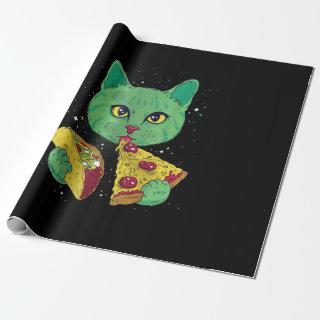 Cat Eating Pizza And Taco In Space Funny Cats Gift