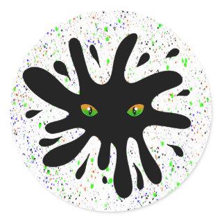 Cat Eyes looking out a Black Blob Christmas  Classic Round Sticker