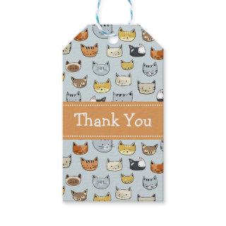 Cat Face Doodle Pattern Gift Tags