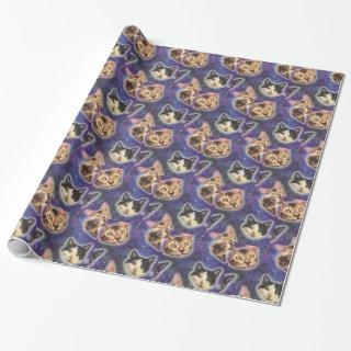 Cat faces with various breeds and patterns
