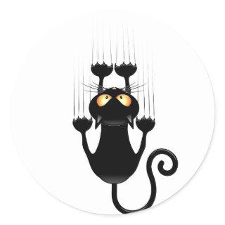 Cat Falling down fun cartoon character Classic Round Sticker