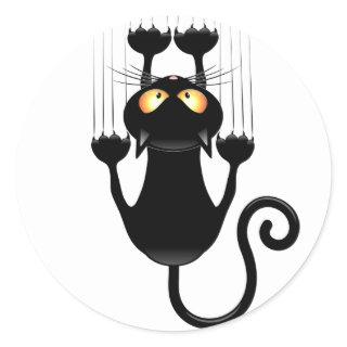Cat Falling down fun cartoon character Classic Round Sticker