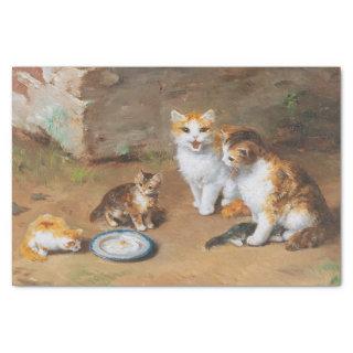 Cat Family by Alfred-Arthur Brunel de Neuville Tissue Paper