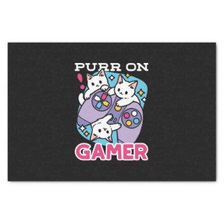Cat Gamer Design - Purr On Gamer Joystick Art Tissue Paper