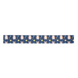 Cat Gift | Space Cat Pattern Graphic Satin Ribbon