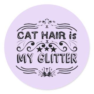 Cat hair Glitter Lavender  Classic Round Sticker