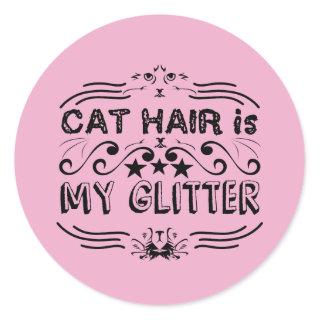 Cat hair Glitter Rose  Classic Round Sticker