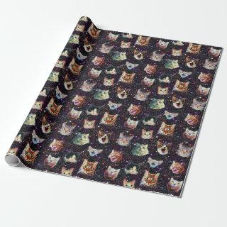 Cat Heads in Outer Space Funny Galaxy Pattern