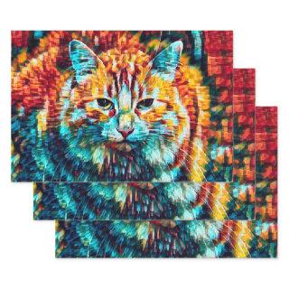 Cat Hippie Colorful Orange Psychedelic Groovy Art  Sheets