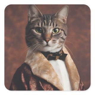 Cat in Smoking Jacket Square Sticker