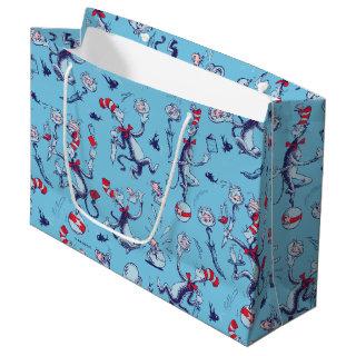 Cat In The Hat | Blue Pattern Large Gift Bag