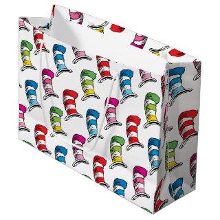 Cat In The Hat Colorful Hat Pattern Large Gift Bag