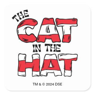 Cat In the Hat | Red & White Striped Text Square Sticker