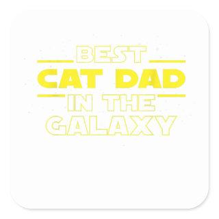 Cat Lover Gifts Best Cat Dad In The Galaxy Best Ca Square Sticker