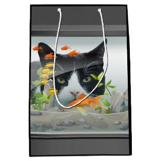 Cat Peering in Fish Tank Medium Gift Bag