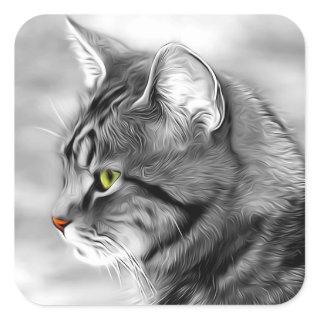 Cat Portrait Square Sticker