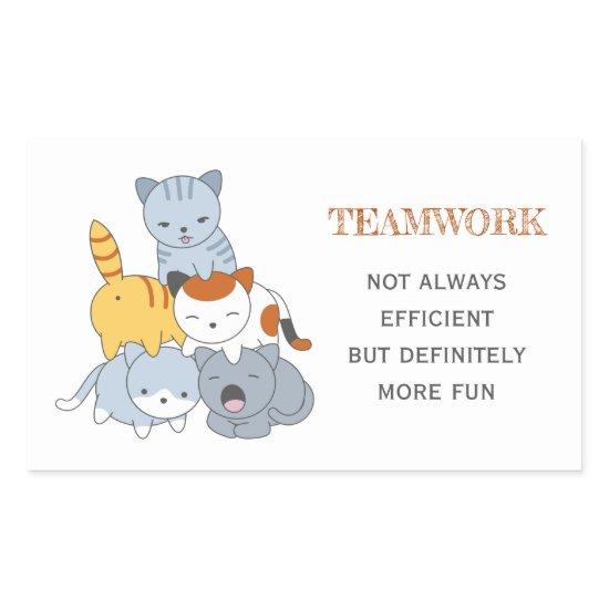 Cat Pyramid - Group of Cats, Teamwork Quote Rectangular Sticker