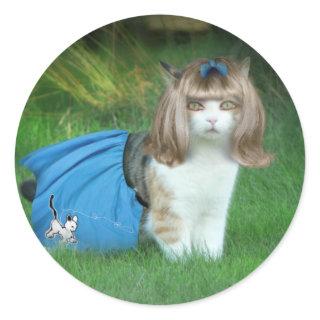 Cat Ready for the Sock Hop! Classic Round Sticker