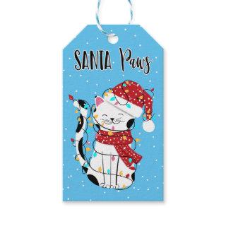 cat santa claws paws cat-mas funny joke christmas gift tags