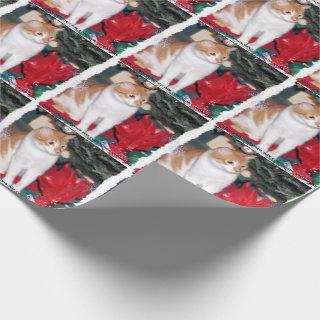 Cat under Christmas Tree Gift Wrap Paper