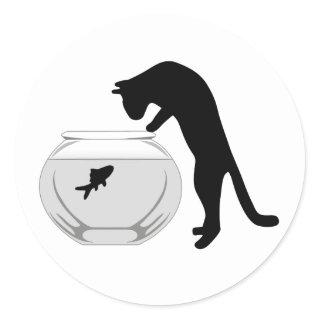Cat with Fish Bowl Sticker