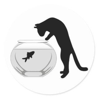 Cat with Fish Bowl Sticker