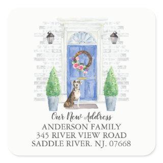 Catahoula Leopard Blue Door New Address Label