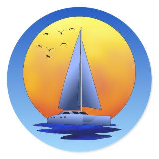 Catamaran Sailing Classic Round Sticker