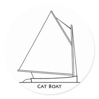 Catboat Sailing Logo (sail plan titled) Classic Round Sticker